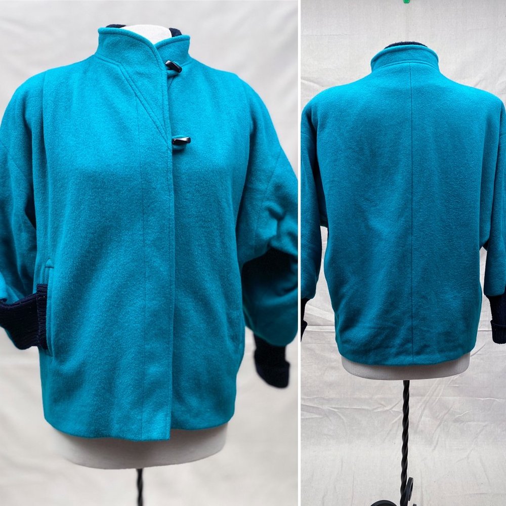 Wool Jacket Vintage 80s Batwing Sleeves